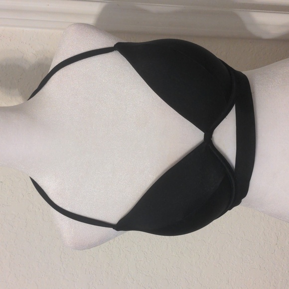 Victoria Secret Black Padded Swimsuit Bikini Halter Top. Size 34DD NWOT - Picture 3 of 9
